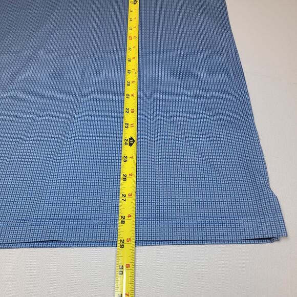 Masters Tech Blue Stretch Micro Check Polo Shirt Embroidered Logo Medium D7 - Picture 9 of 9